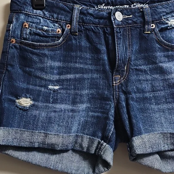 American Eagle  Women's Blue Denim‎ Shorts Size 4 - Picture 2 of 9